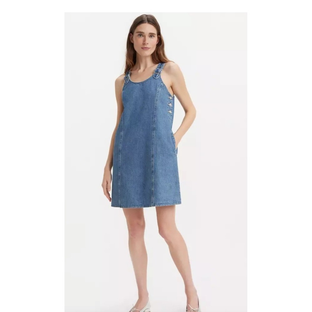 Levi's Denim Pinafore Dress Womens y2k style Adjustable Buckle‎ Strap